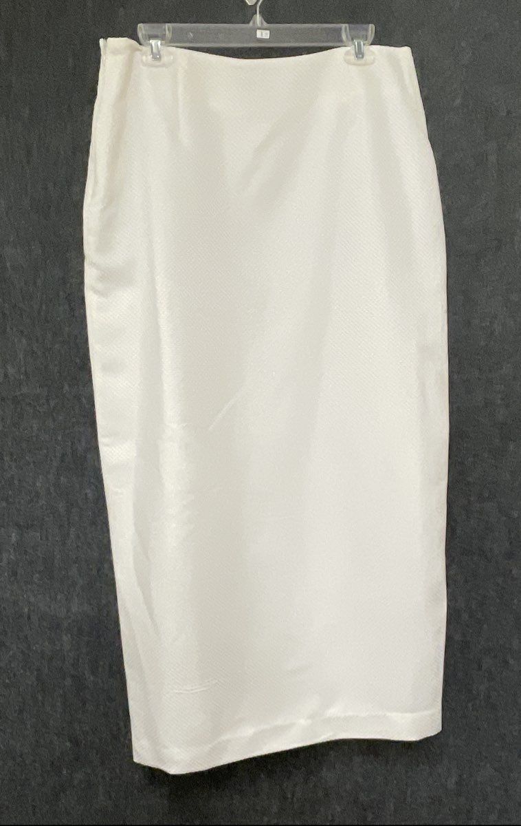 Ashro Women's White 2-Piece Skirt Suit Asymmetrical Pleated Fan Textured Sz 14