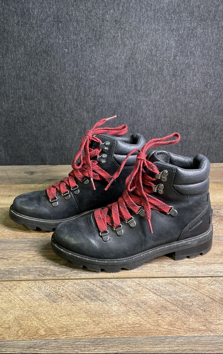Sorel Lennox Hiker Waterproof Black Leather Women's Boots Size 6.5