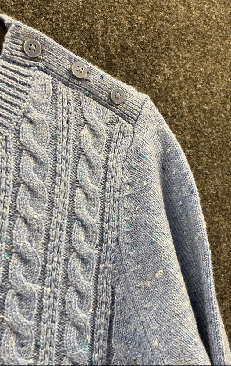Talbots Women's Light Blue Cable Knit Shoulder Button Sweater NWT Size M