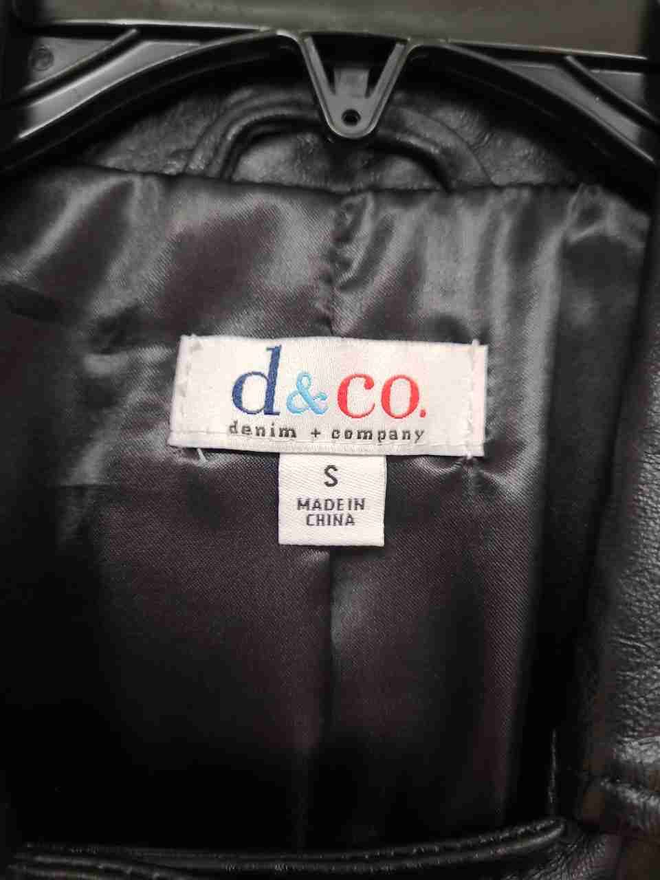 Denim & Co. Women's Black Genuine Leather Asymmetrical Zip Jacket Sz S