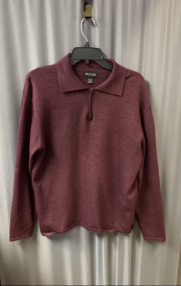 Vintage 90s Britches of Georgetown Men's Burgundy Wool 1/4 Zip Sweater Sz M