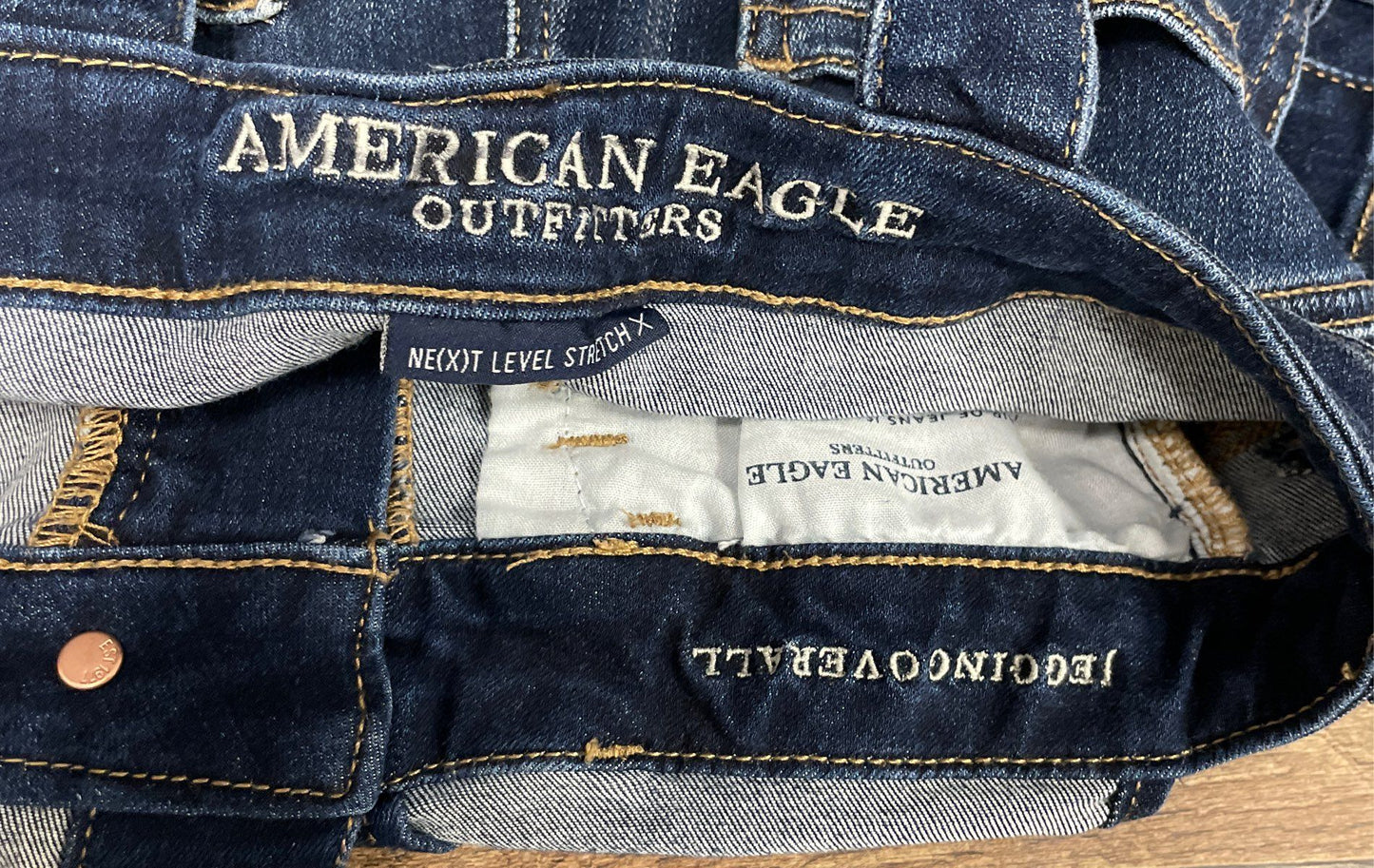 American Eagle Women's Blue Jegging Overalls Ne(x)t Level Stretch Sz 12