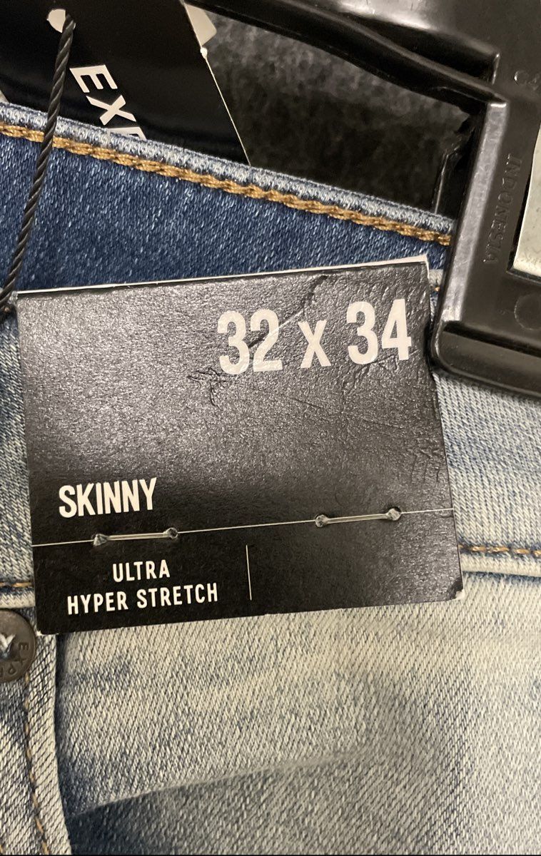 Express Men's Skinny Jeans Light Wash Ultra Hyper Stretch Distressed NWT 32x34