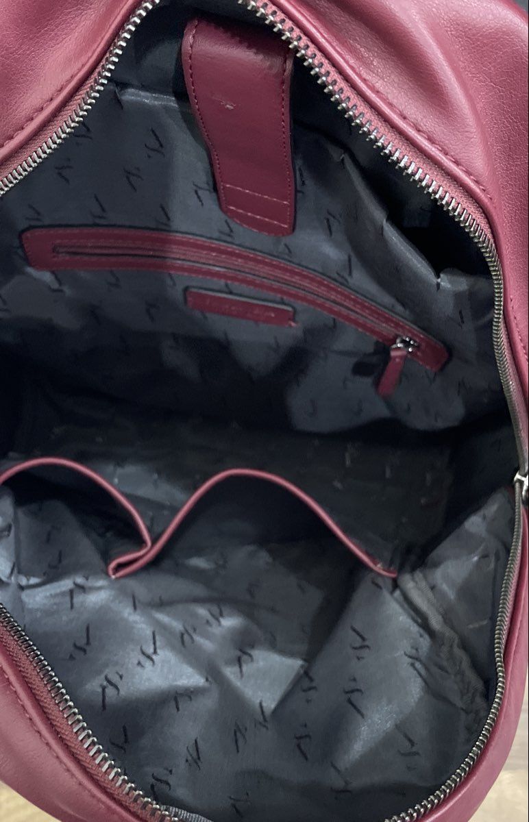 Simply Vera Vera Wang Maroon Faux Leather Backpack Large Laptop Sleeve