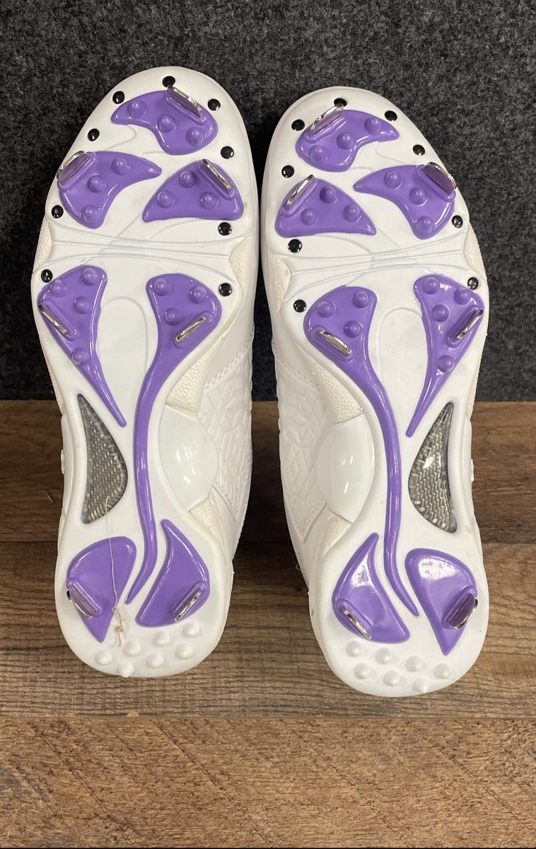RIP-IT Diamond Gem White Purple Metal Spikes Softball Cleats Size 8