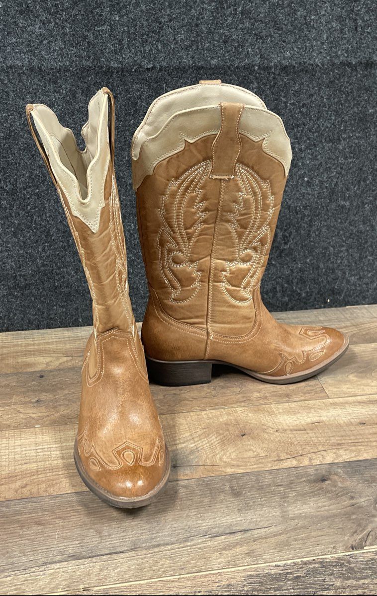 Coconuts Cisco Tan Brown Western Cowgirl Boots Women's Size 6.5M