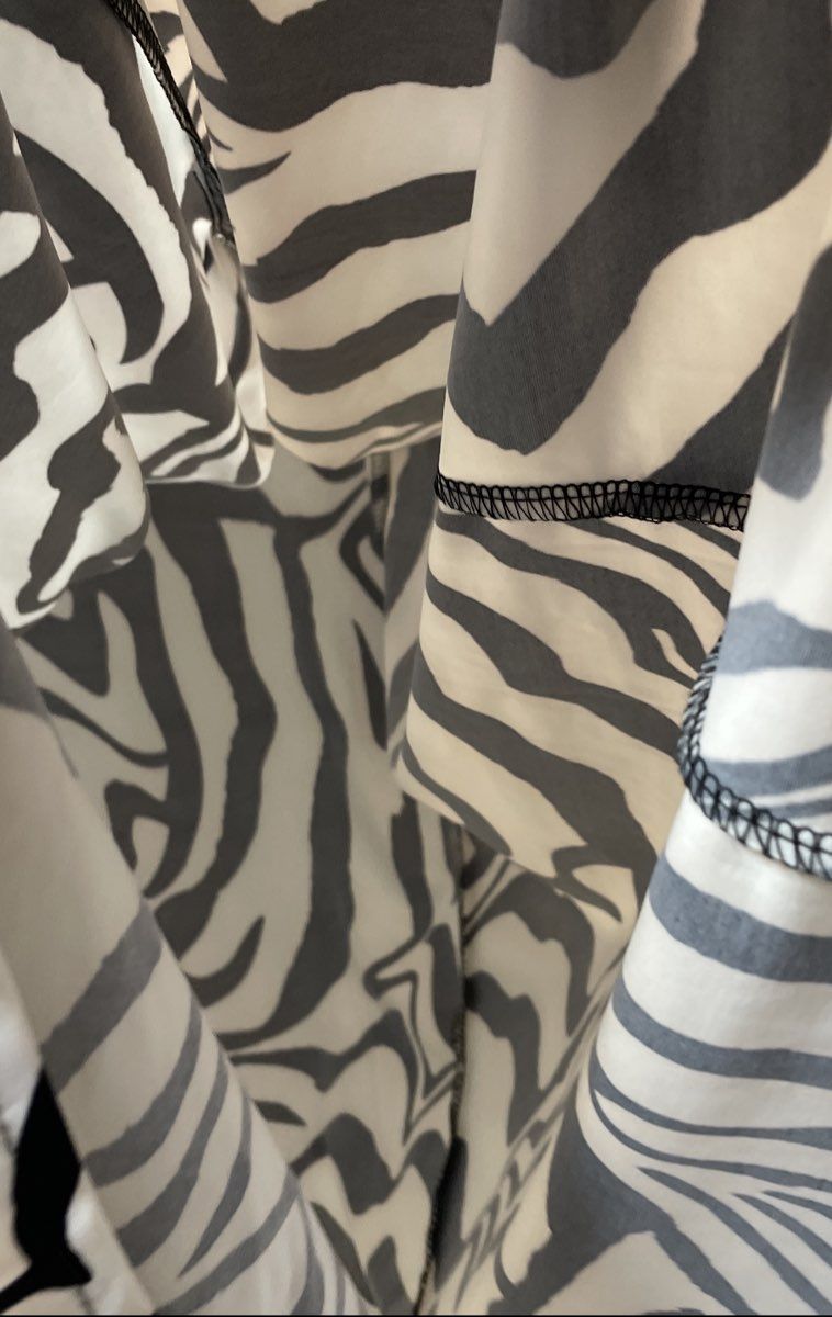 Ashley Stewart Women's Zebra Print Ruched V-Neck Dress Black White NWT Sz 22/24