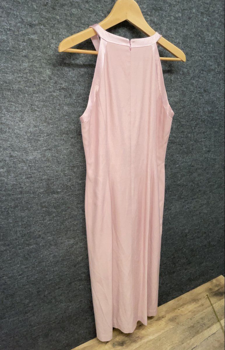Datiani Women's Pink Halter Neck Maxi Dress Bow Detail Side Slit Gown