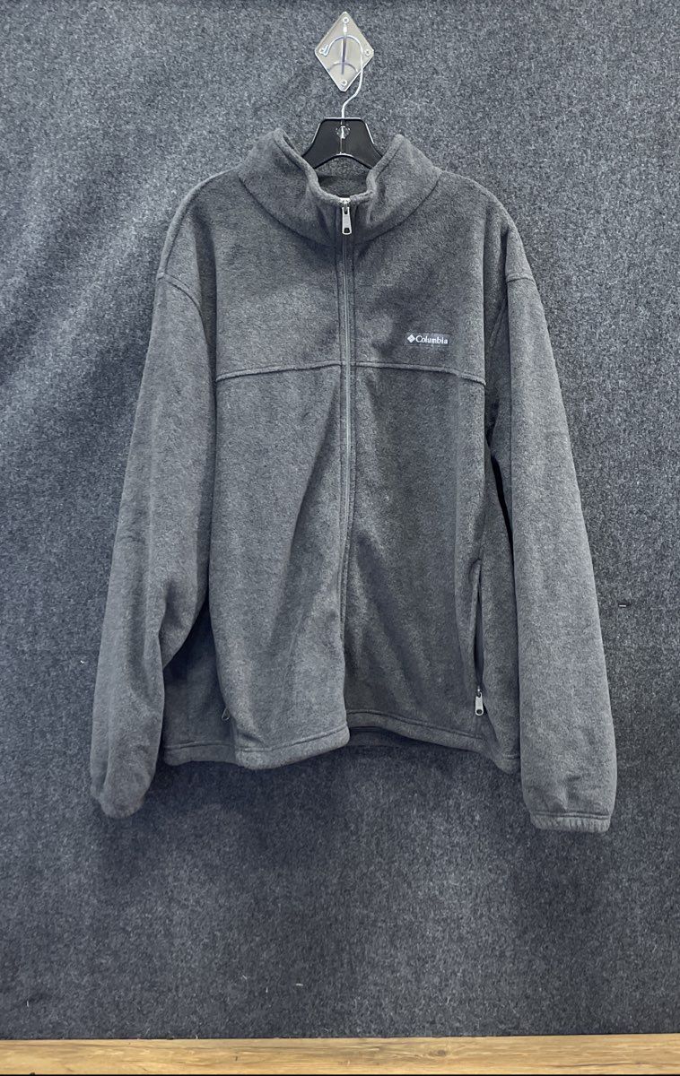 Columbia Men's Gray Full Zip Fleece Jacket Mock Neck Zippered Pockets Sz XXL