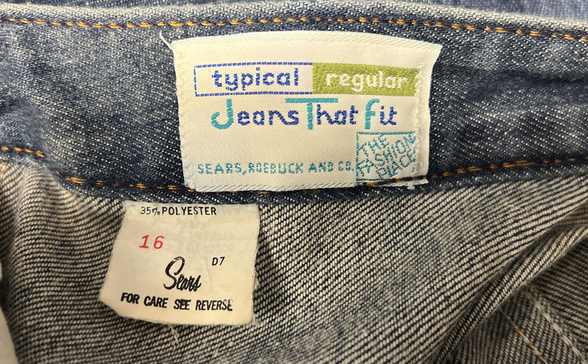 Vintage 70s Sears Women's Typical Regular Jeans That Fit Blue Denim Sz 16
