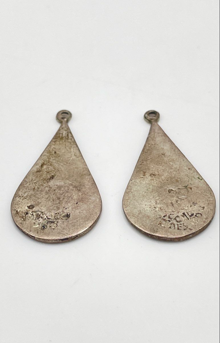 925 Sterling Silver Crushed Stone Inlay Earring Jackets Mexico Marked 1.7g