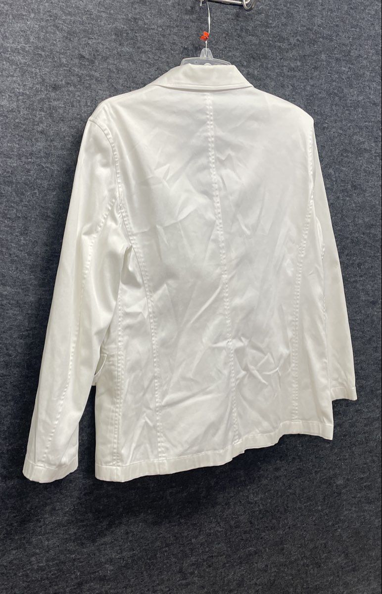 Chico's Women's White Cotton Stretch Single Breasted Blazer Jacket Size 1