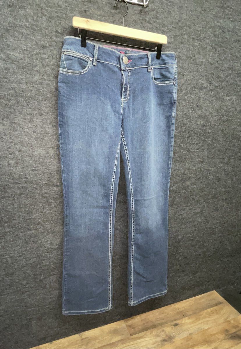 Wrangler Women's Blue Aura Bootcut Embroidered Pocket Jeans Sz 11/12x34