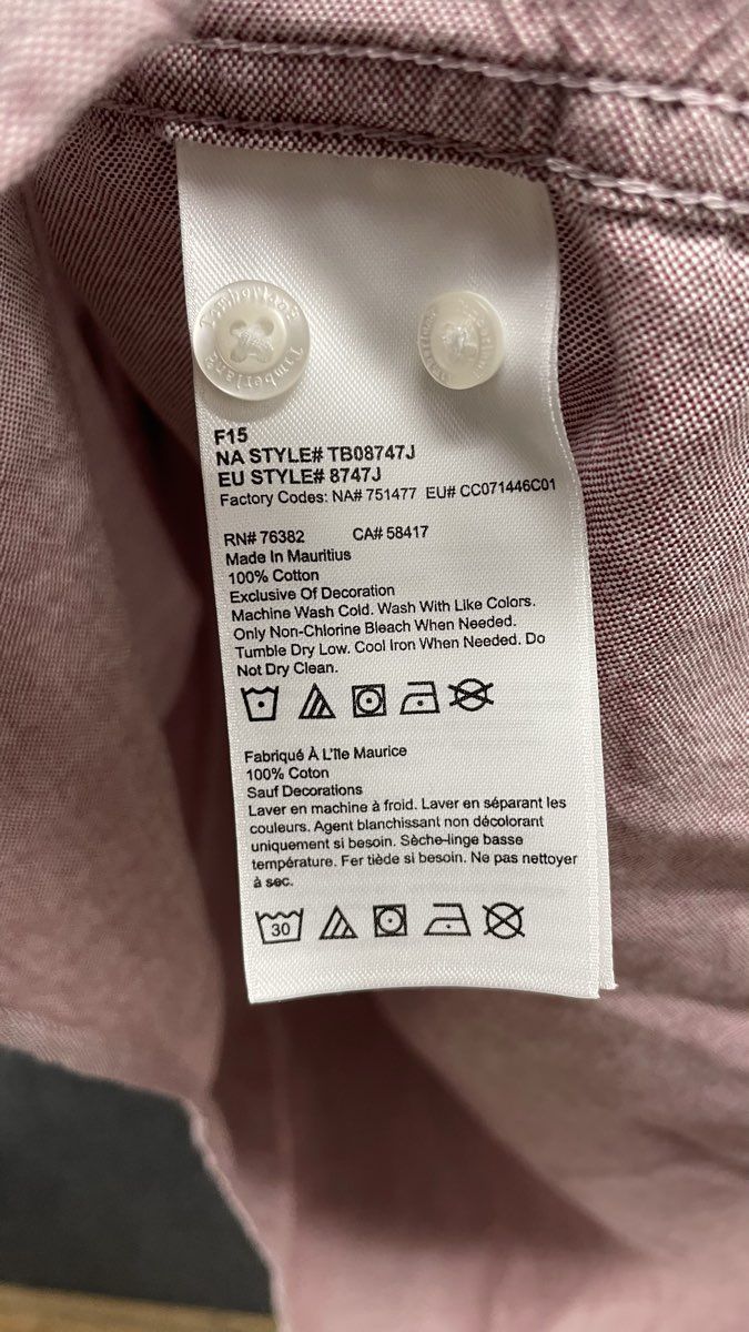 Timberland Mens Oxford Button Up Shirt Long Sleeve Regular Fit Red Sz XXL