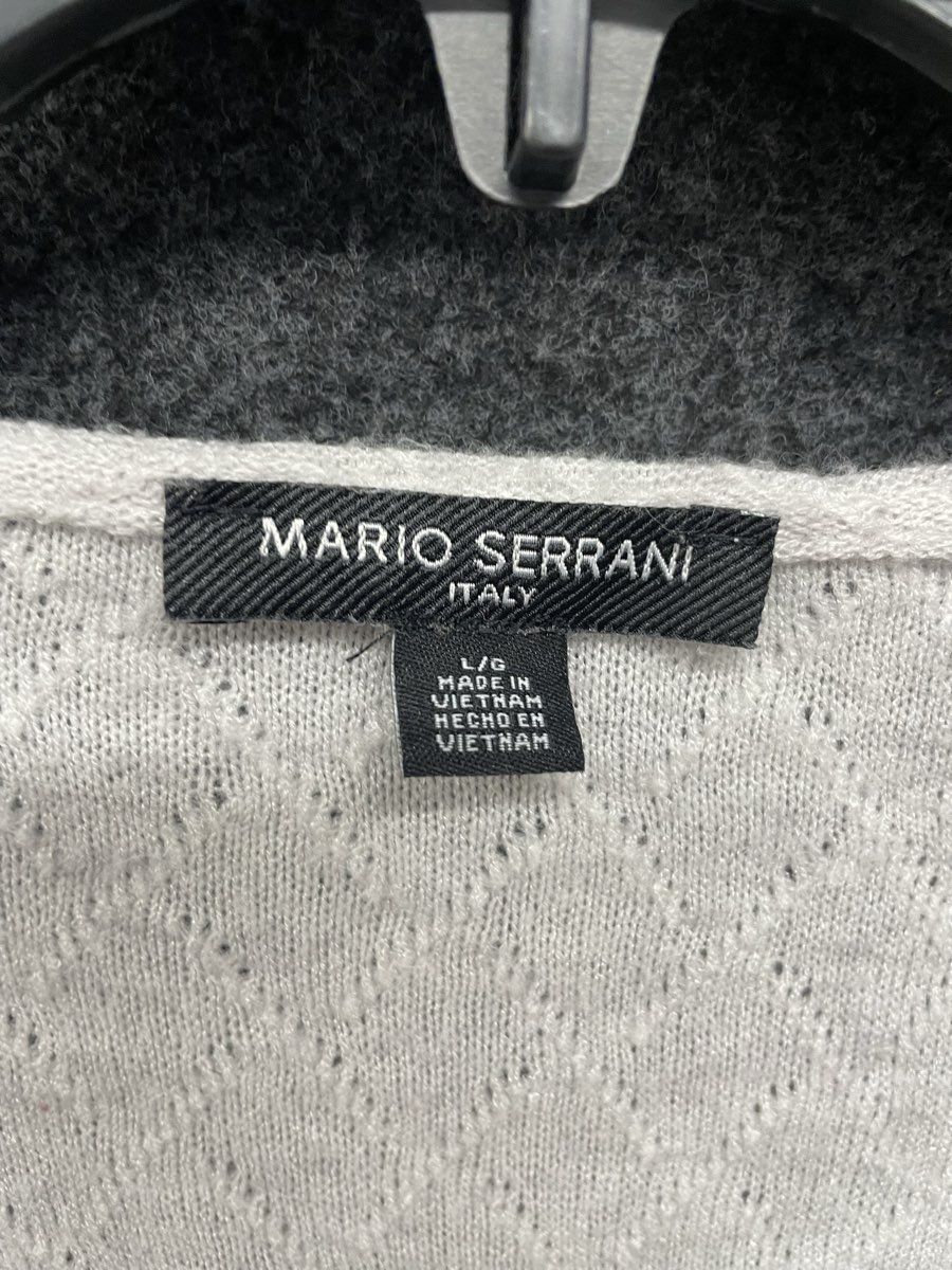 Mario Serrani Women's Light Gray Textured Diamond Knit Long Sleeve Top Sz L