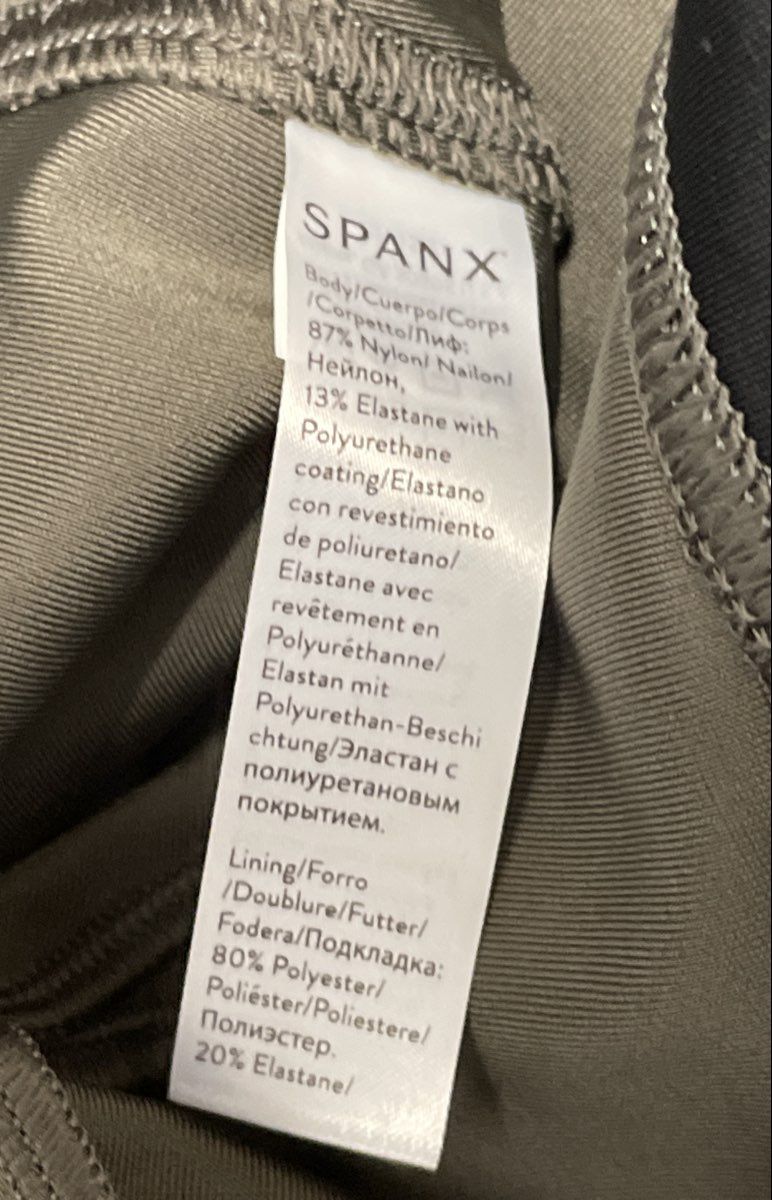 Spanx Women's Faux Leather Moto Leggings Charcoal Gray Ribbed Panels Size M