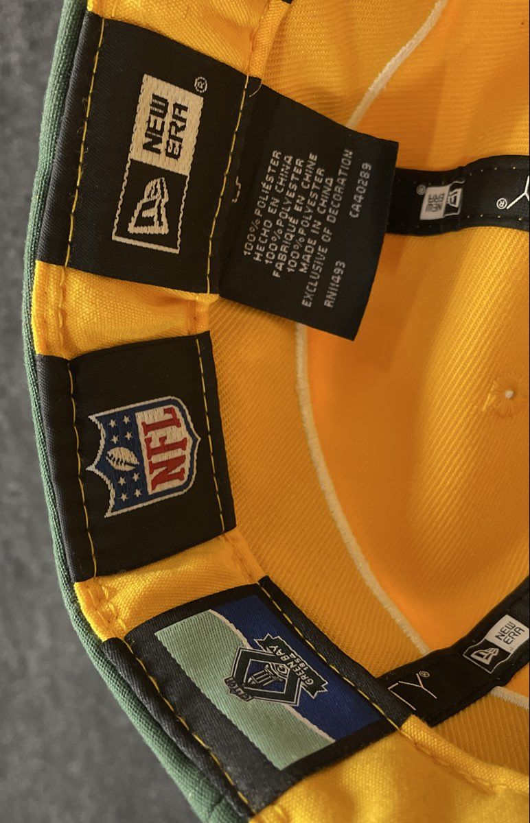 New Era Men's Green Bay Packers Green Yellow 59FIFTY NFL 100 Hat Sz 7 5/8