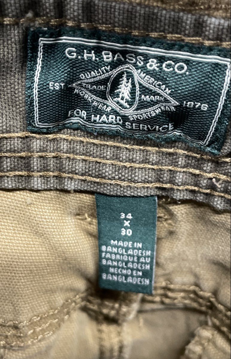 G.H. Bass & Co Men's Beige Hard Service Canvas Workwear Utility Pants Sz 34x30