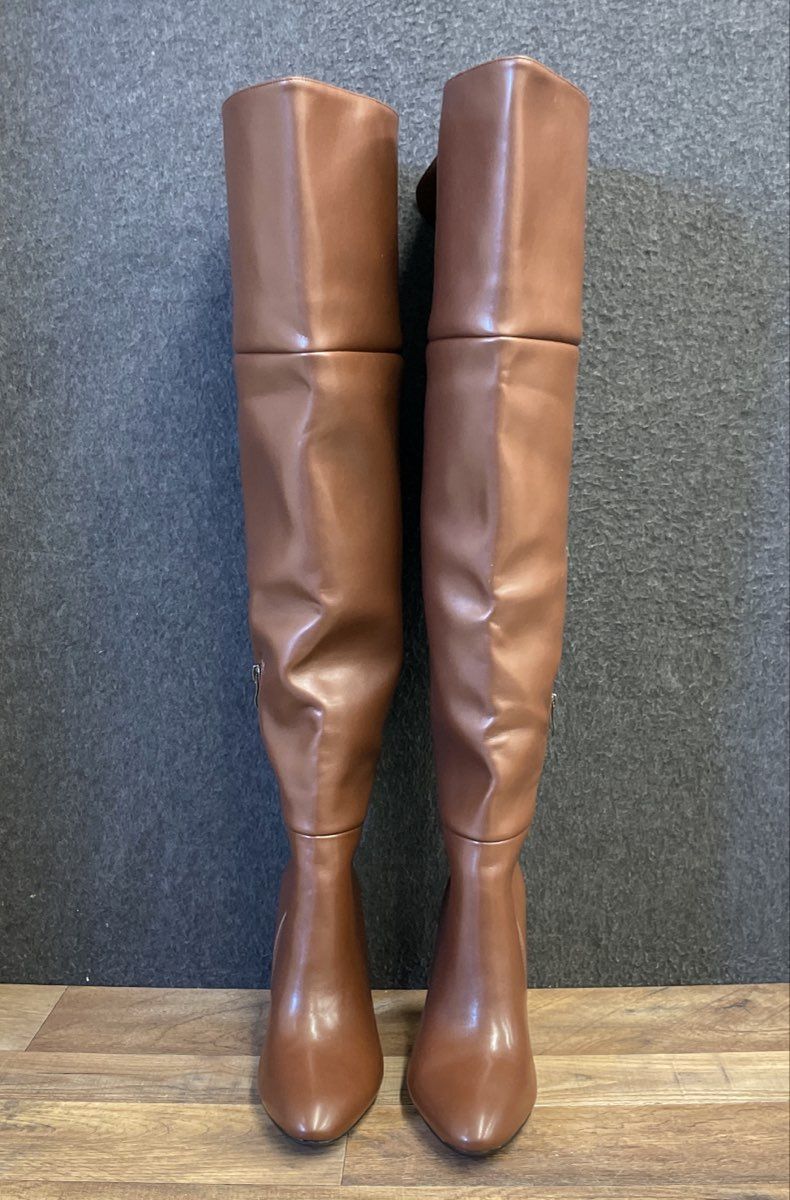 Wet Kiss Brown Over The Knee Thigh High Pointed Toe Boots Women's Size 10