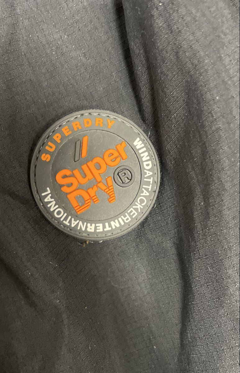 Superdry Men's Windattacker Jacket Black Orange Fleece Lined Triple Zip Sz 2XL