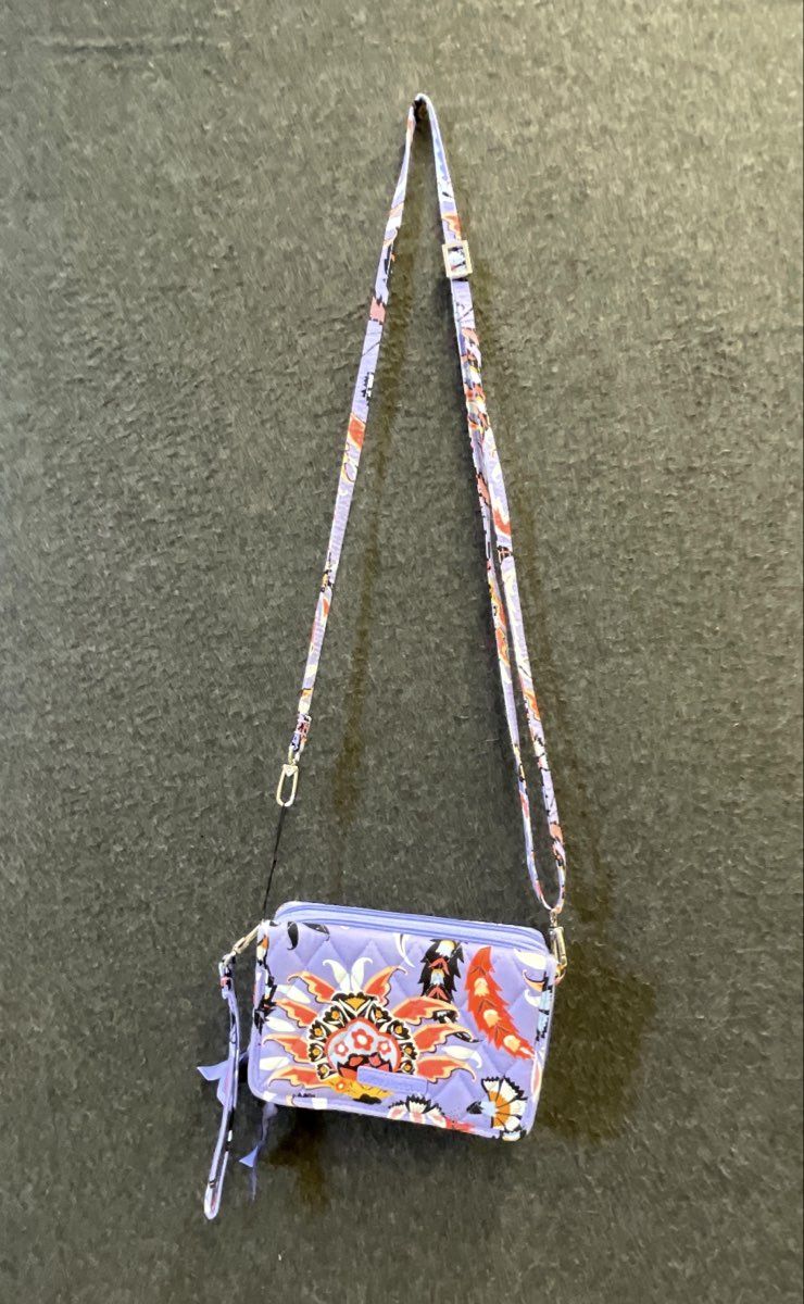 Vera Bradley Crossbody Wallet & Lidded Mug Baroque Floral Purse Lot of 2