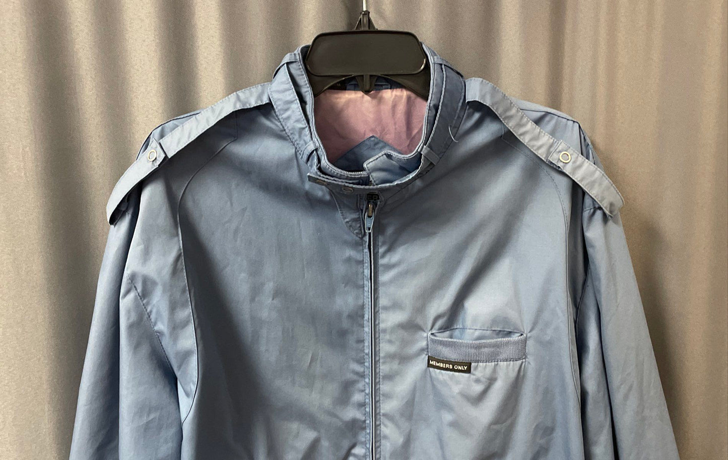 Vintage 80s 90s Members Only Iconic Racer Jacket Light Blue Sz 42