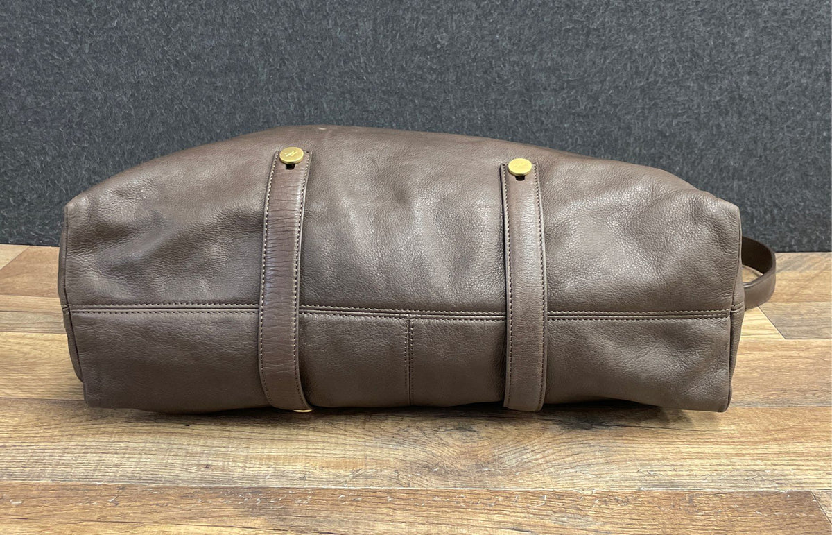 Kenneth Cole New York Brown Leather Foldover Crossbody Shoulder Bag Large Gold