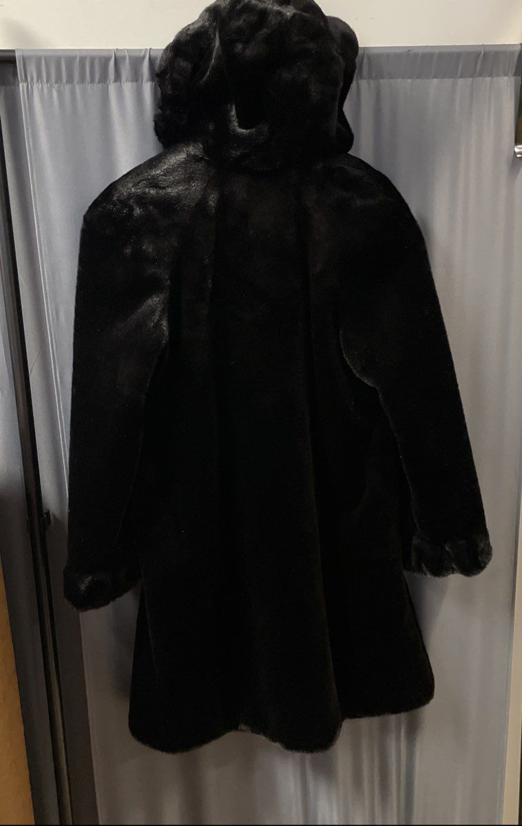 Alpine Studio Women's Black Faux Fur Hooded Long Parka Coat Jacket Sz M