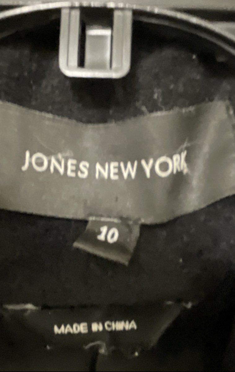 Jones New York Women's Black Wool Angora Blend Funnel Neck Coat Sz 10
