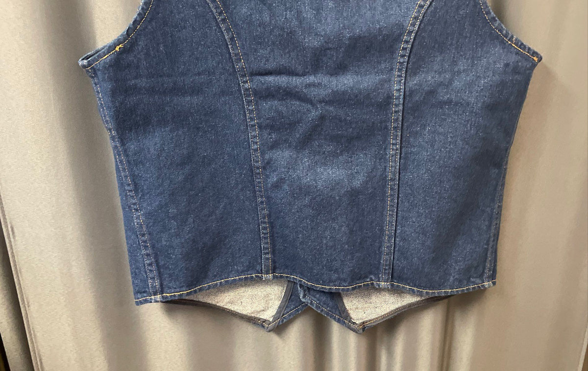 Wrangler Men's Blue Denim Authentic Western Vest W Pocket Stitch Sz M
