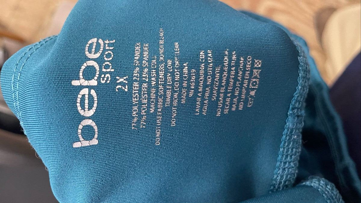 bebe Sport Women's Teal Striped Activewear Leggings Plus Size 2X