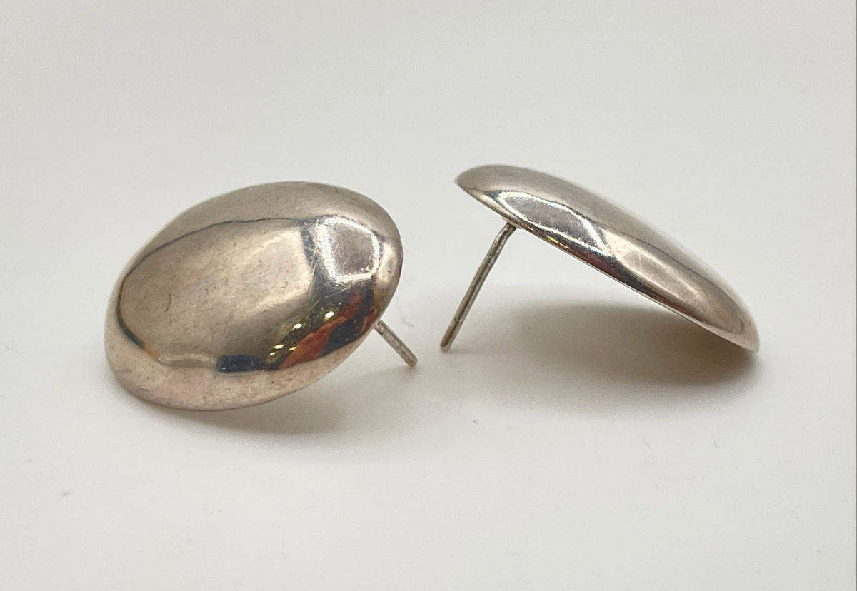 925 Sterling Silver Oval Dome Stud Earrings 5.9g