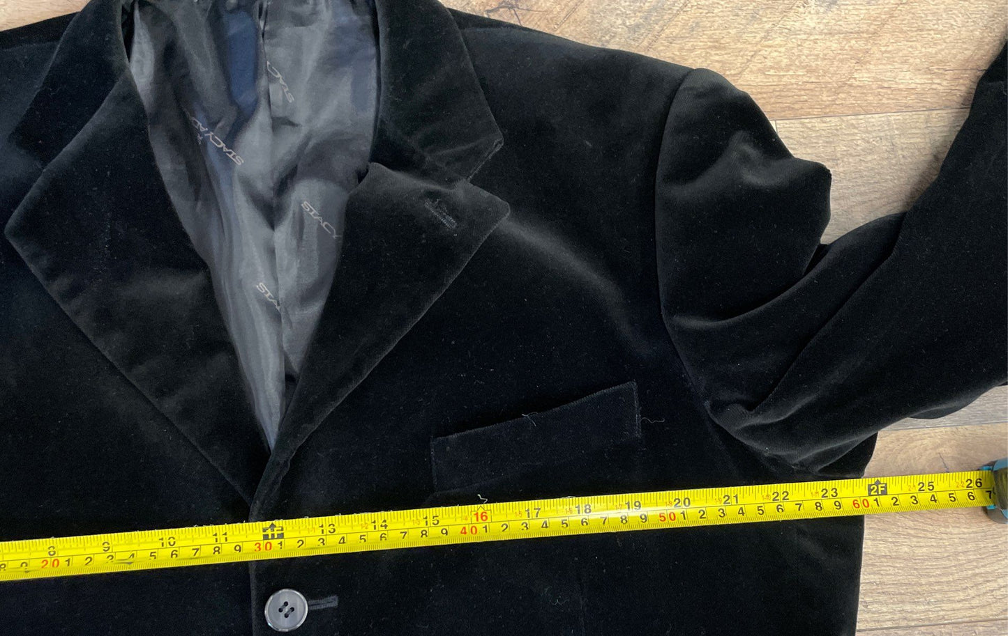 Stacy Adams Men's Black Cotton Velvet Car Coat Long Blazer Jacket