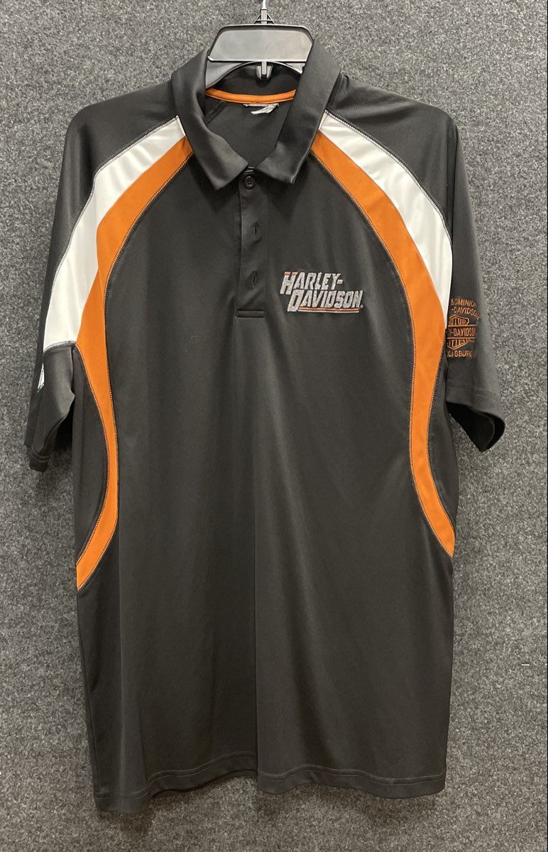 Harley-Davidson Men's Black Colorblock Short Sleeve Polo Shirt Embroidered