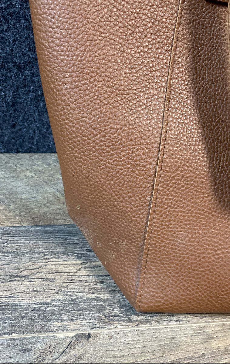 Tanger Tan Pebbled Tassel Tote Bag Large Handbag Shoulder Bag Brown