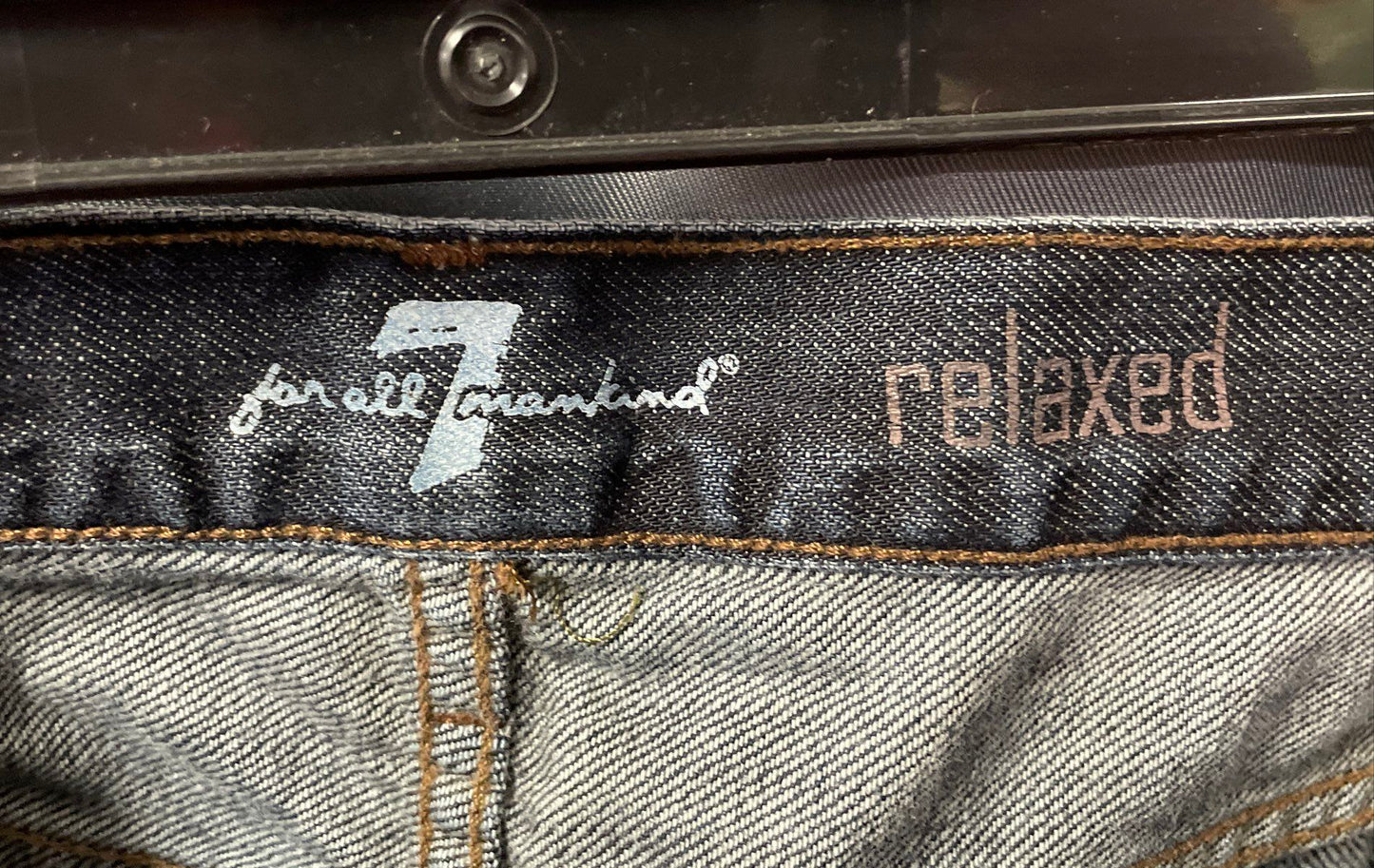 7 For All Mankind Men's Dark Blue Relaxed Fit Distressed Cotton Jeans Sz 33