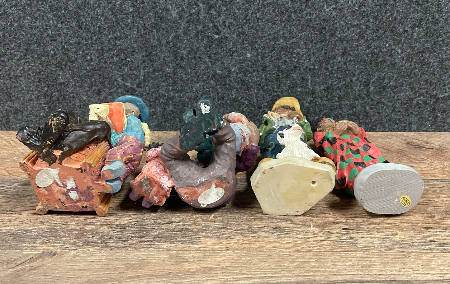 Lot of 4 Vintage African American Resin Figurines Hand-Painted Black Americana