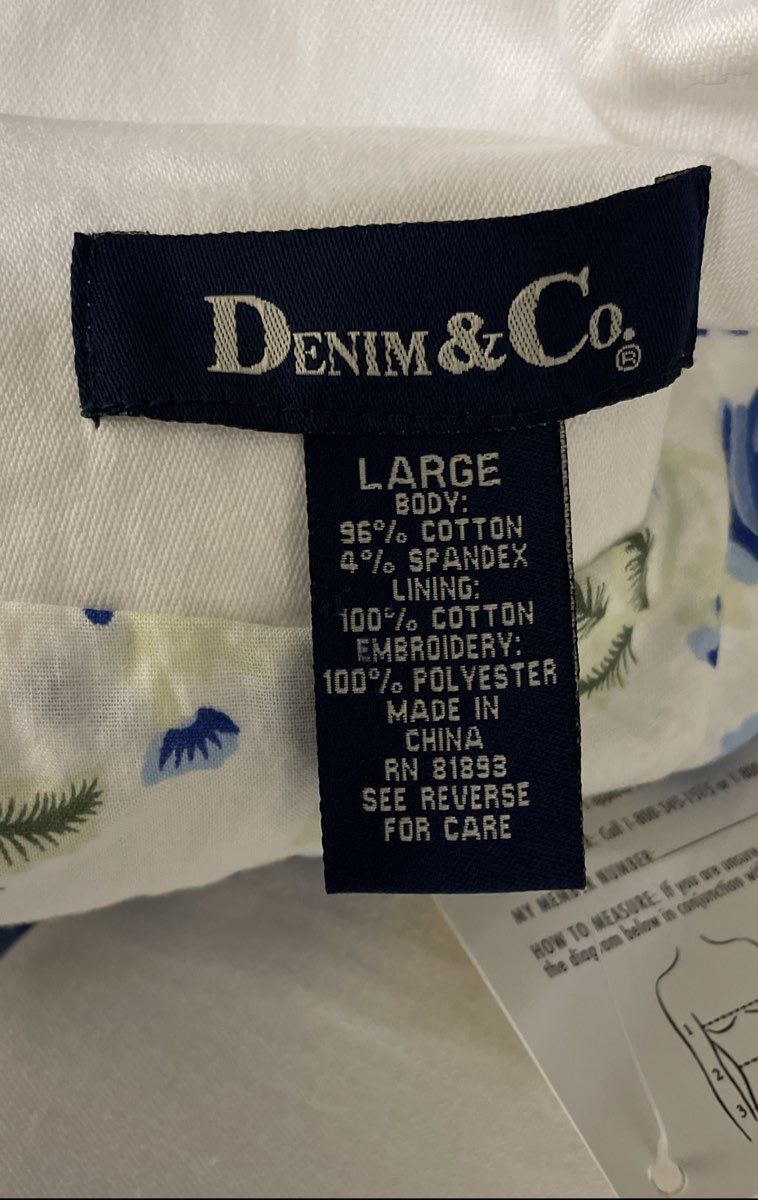 Denim & Co. Women's White Floral Embroidered Jacket & Cropped Pants Set Sz L