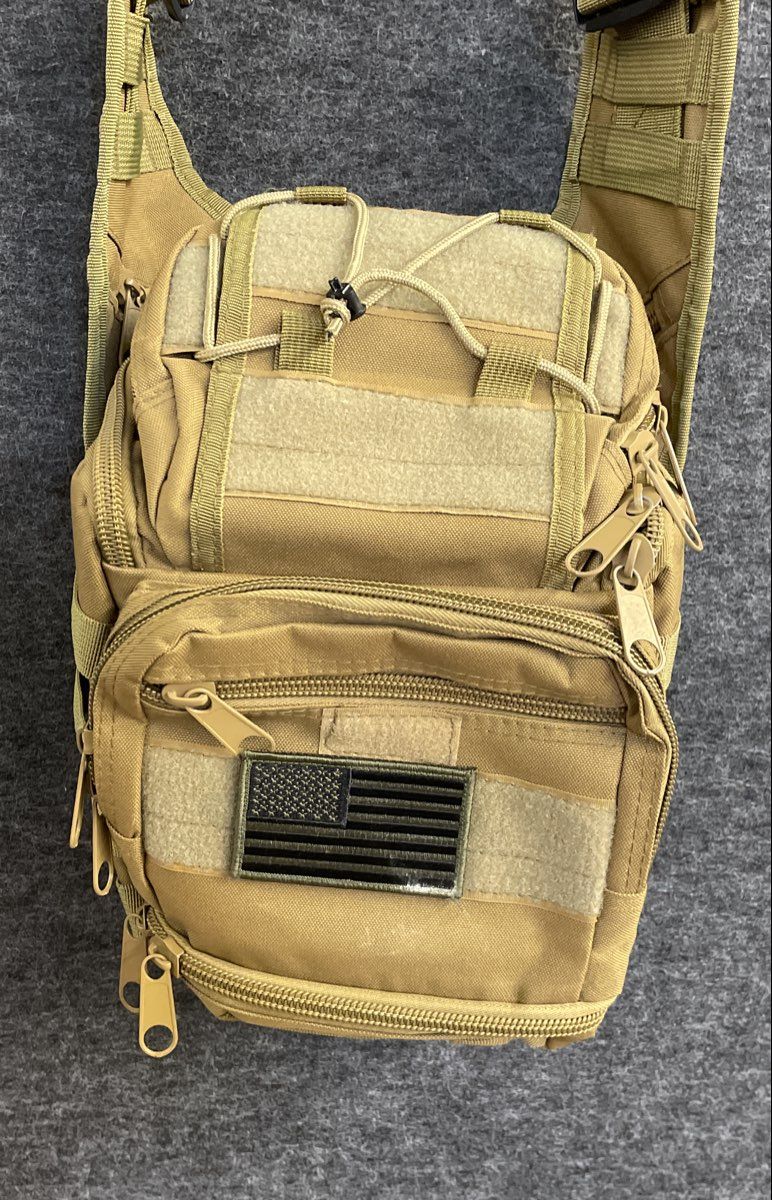 Unbranded Tan Tactical Sling Backpack MOLLE Webbing EDC Medium