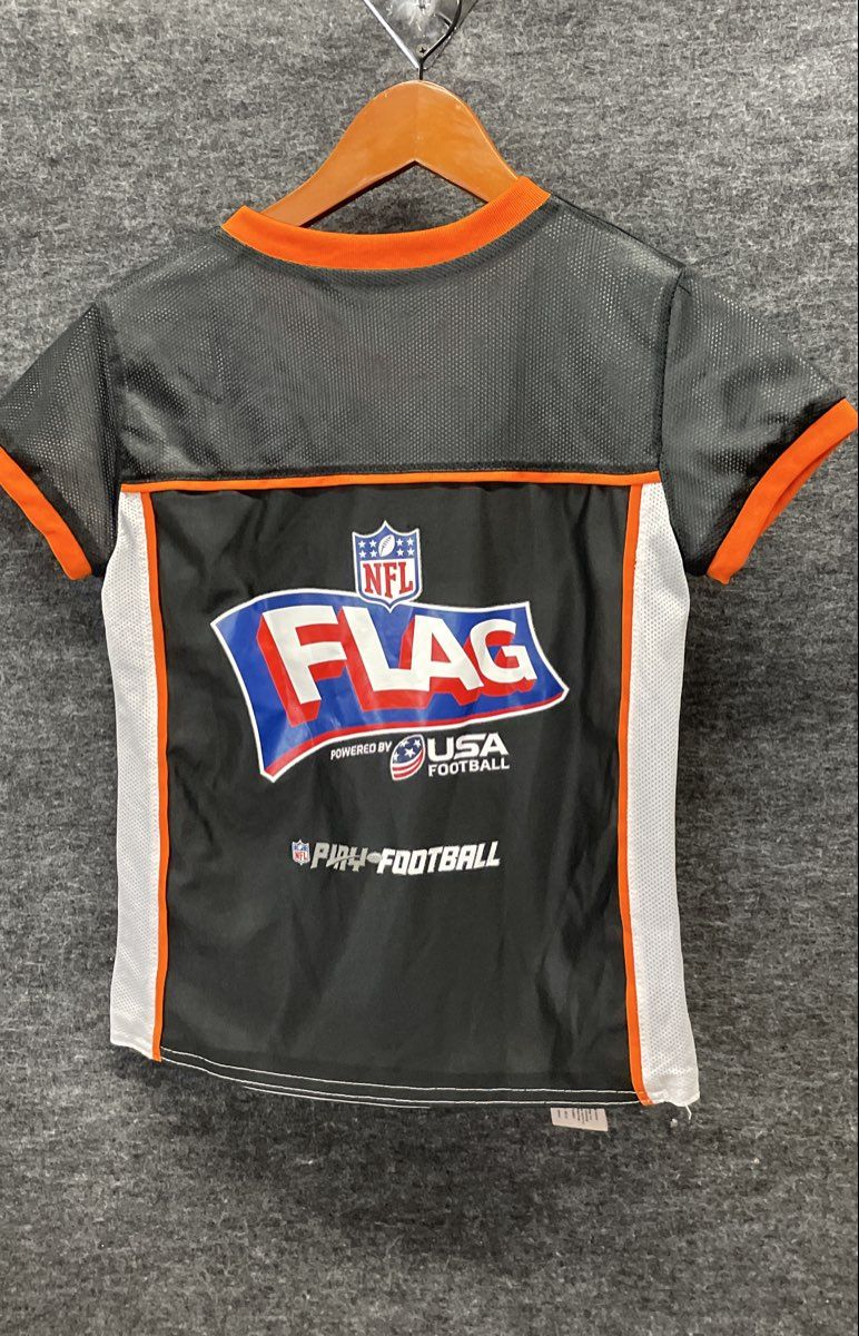 NFL Flag Cincinnati Bengals Youth Football Jersey Black Orange White Mesh Sz S