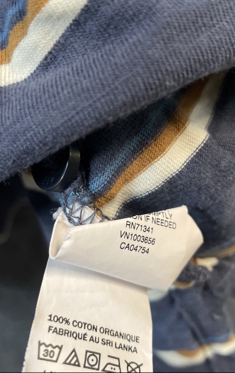 L.L. Bean Men's Blue Striped Organic Cotton Long Sleeve Polo Shirt Sz XL