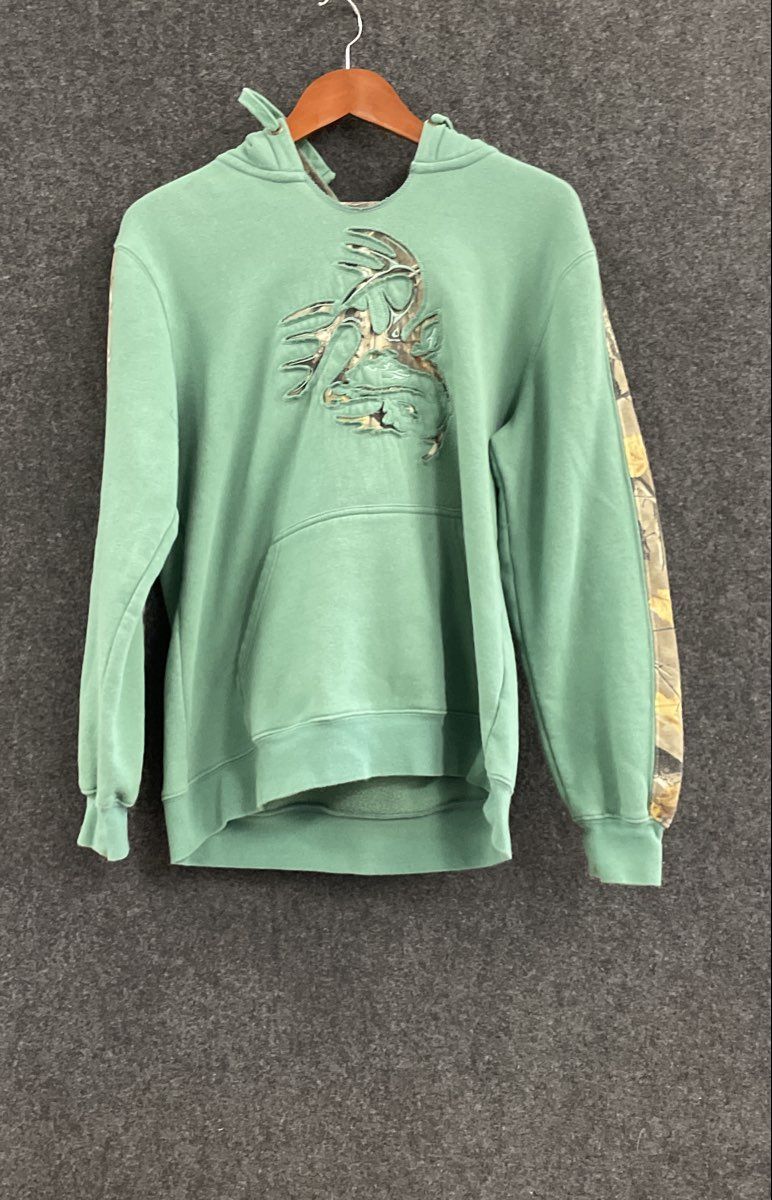 Legendary Whitetails Men's Outfitter Camo Deer Pullover Hoodie Green Sz M