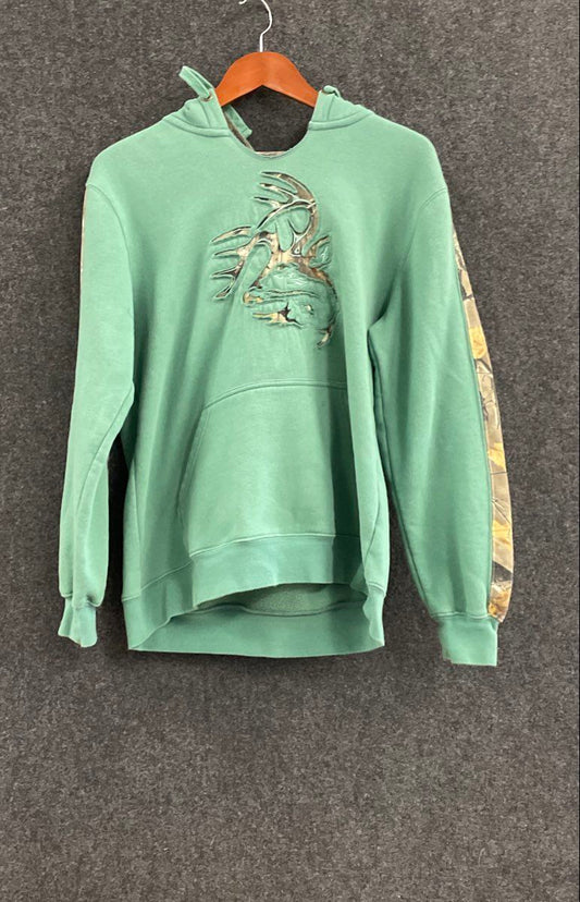 Legendary Whitetails Men's Outfitter Camo Deer Pullover Hoodie Green Sz M