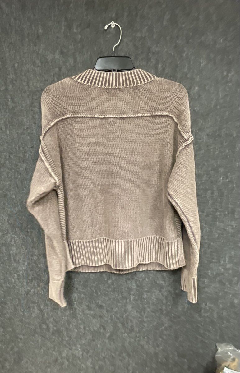 American Eagle Women's Brown V-Neck Ribbed Pullover Sweater Sz S NWT