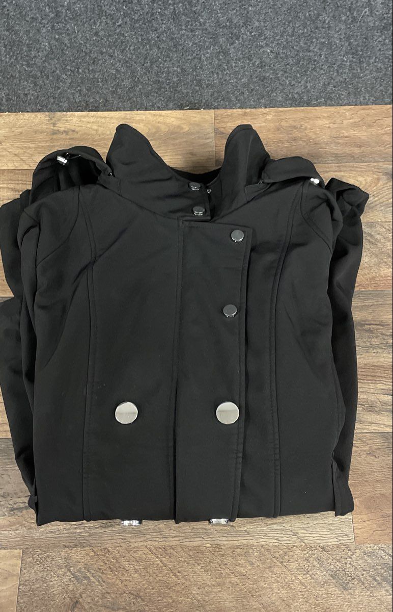 Calvin Klein Women's Black Double Breasted Softshell Trench Coat Sz XXL