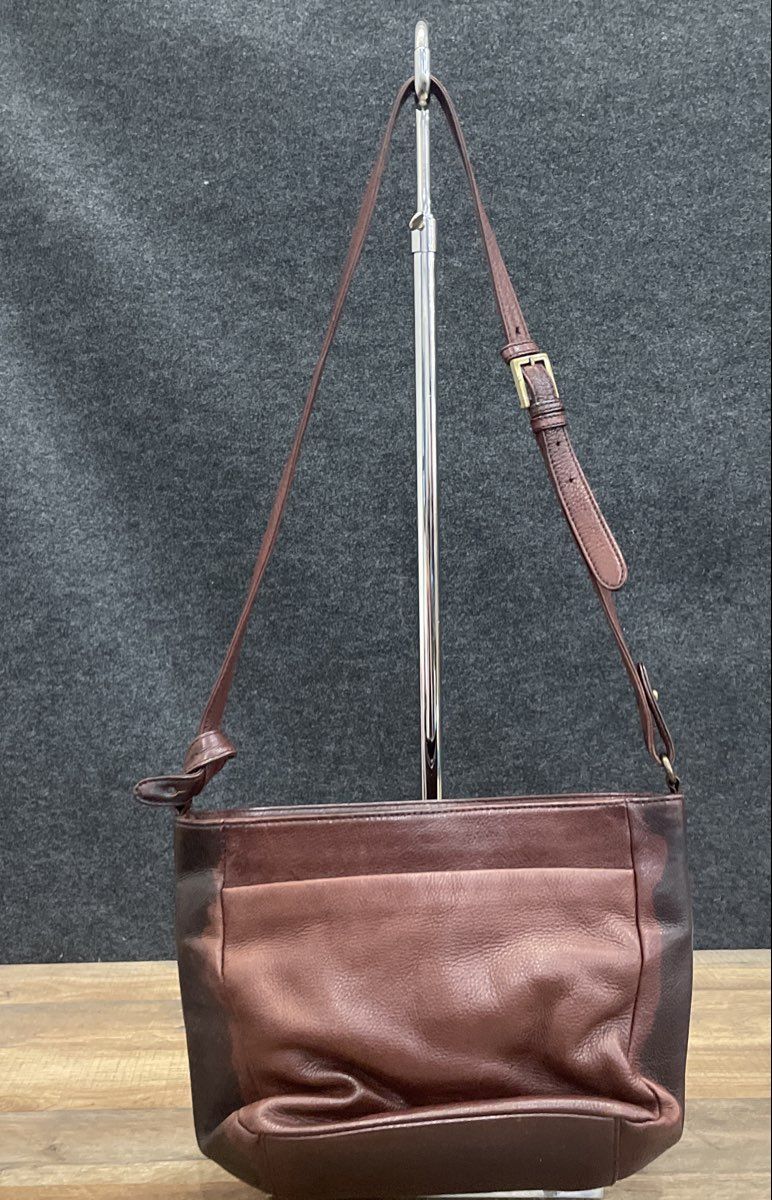Vintage Etienne Aigner Brown Leather Crossbody Shoulder Bag Plaid Lining