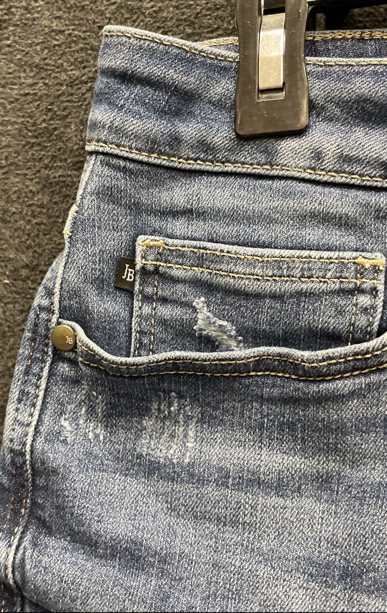 Judy Blue Women's High Rise Fray Hem Denim Shorts Blue Distressed Sz 2XL