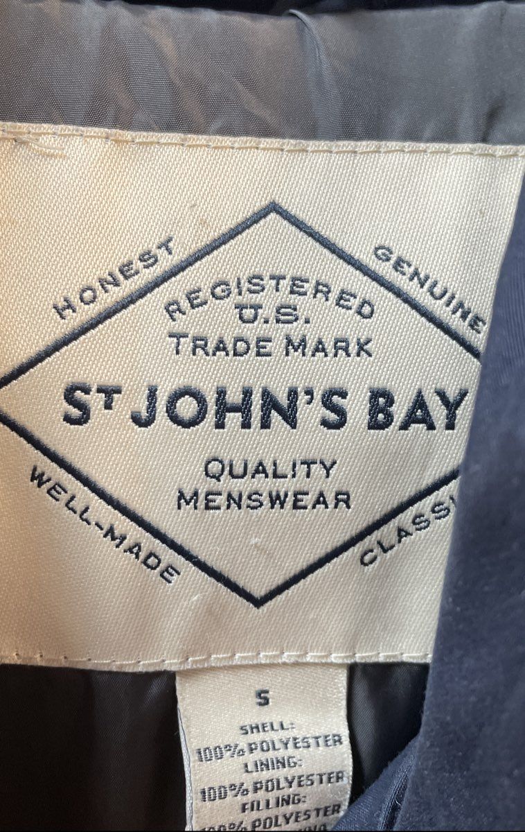 St John's Bay Men's Navy Blue Puffer Vest Quilted Full Zip Snap Front Sz S