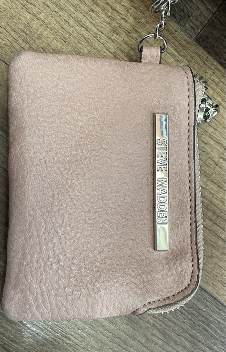 Steve Madden Pink Pebbled Leather Satchel Tote Handbag Silver Hardware