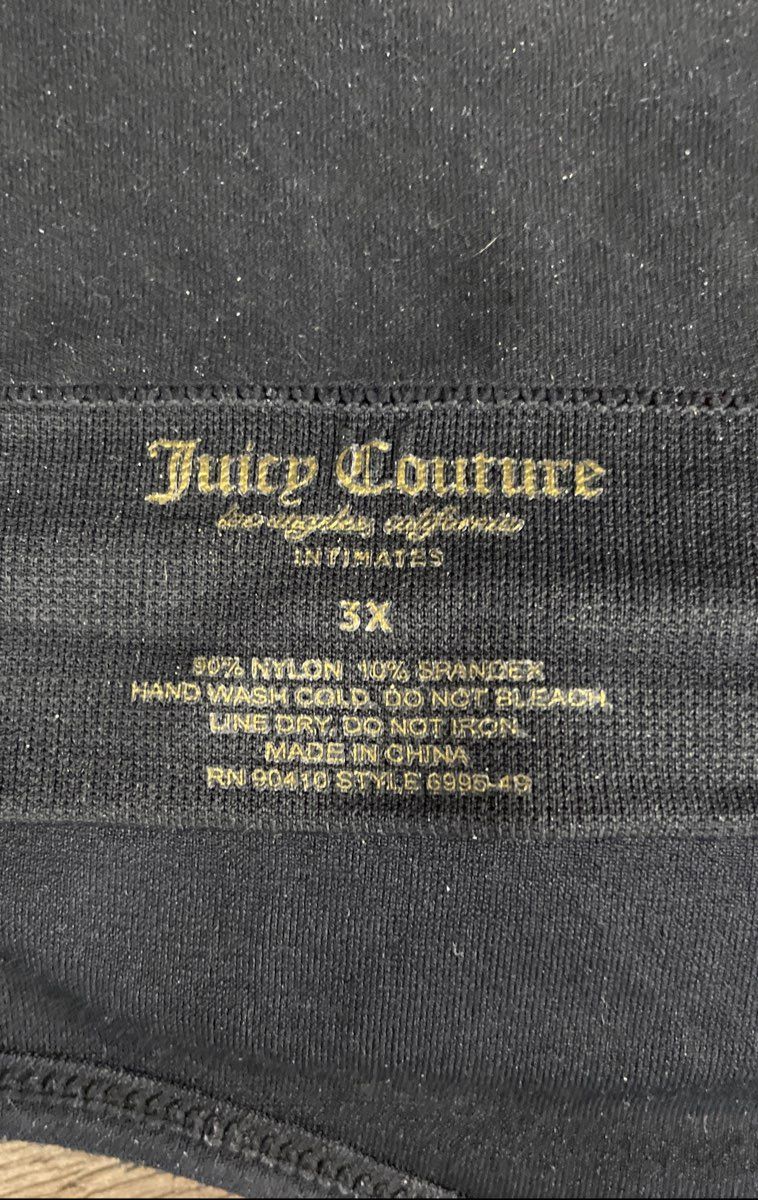 Juicy Couture Women's Black Rhinestone Logo Intimates Bralette Sz 3X